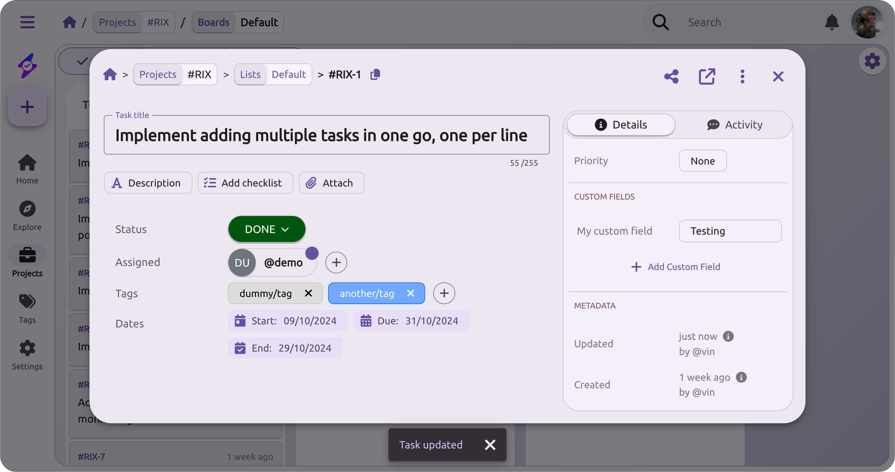 Task view